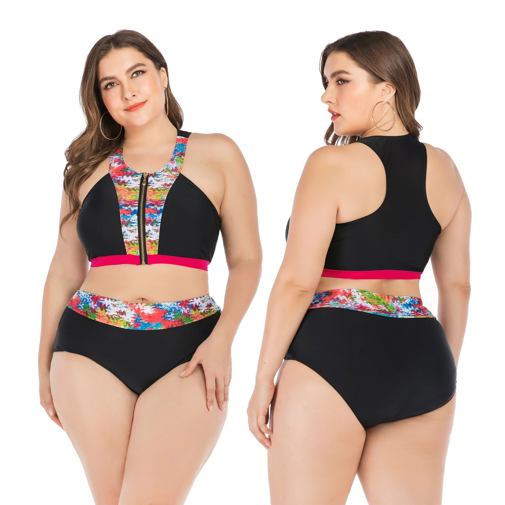 

Europe And America Large Size Bikini Bikini Fat Push up Large Cup WOMEN'S Swimsuit Swimwear 2020 New Style