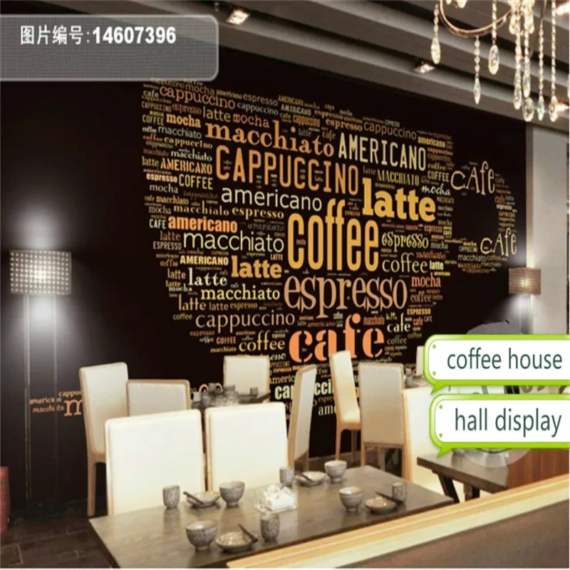 Eropa Kreatif Tema Kopi Huruf Cangkir Kopi Latar Belakang Kertas Dinding 3d Kedai Kopi Kafe Restoran Tema Lukisan Dinding Wallpaper 3d Wallpaper Aliexpress