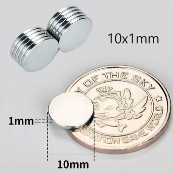 

RKZCT 10 * 1 mm Super Thin Round Neodymium Magnets Powerful Permanent Rare Earth NdFeB Magnet Diameter 10 mm imanes Wholesale