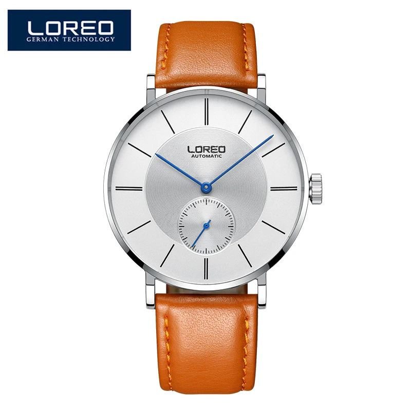 LOREO, механические часы, минималистичные часы, мужские наручные часы, Роскошные, 50 м, водонепроницаемые, автоматические, hombre, Relogio Masculino,, календарь - Цвет: Белый