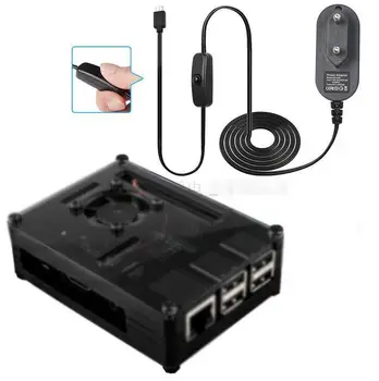 

200pcs/lot High-quality Power Adapter For Raspberry Pi 4 Generation 4B 5V 3A Type-C With Switch Button Charger