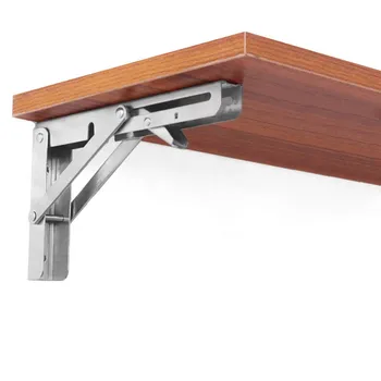 

2pcs Stainless Steel Shelf Bracket Heavy Duty Spring Folding Triangle Support Kitchen Wall-mounted Mounted Bearing Hardware