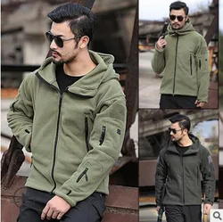 Fleece , Cold-proof Jacket , Wind Hoodie Hooded Jacket 's Outdoor Warm Liner Men , Solid Color Camping & Hiking Polyester