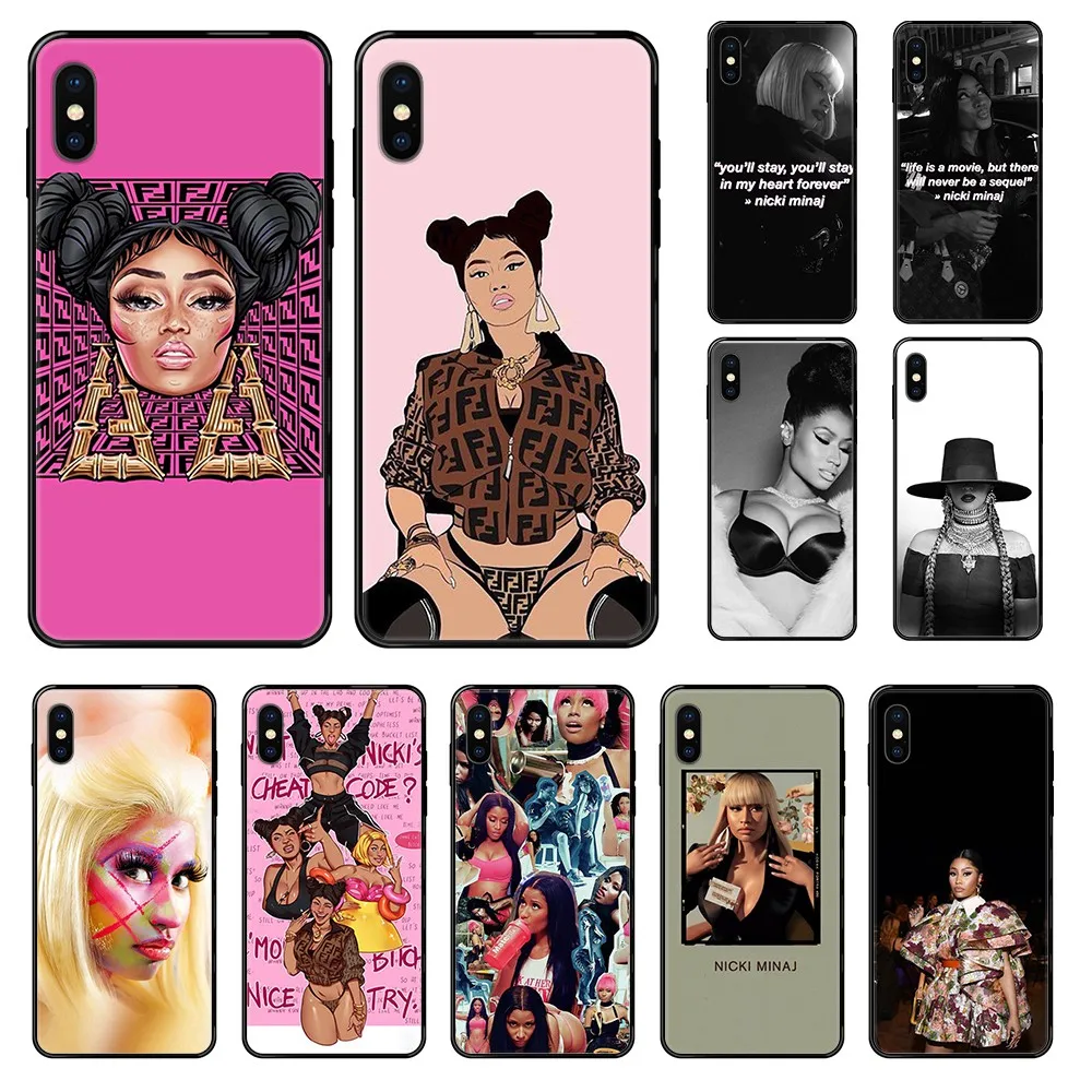 Силиконовый чехол Nicki Minaj Singer из ТПУ черный для телефона iphone 4 5 4s SE 5C 6 6S 7 8 plus X XS XR 11