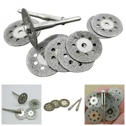 Disques de coupe en diamant, Mini lame de scie avec 2 tiges de mandrin pour perceuse Dremel, outil rotatif adapté, 20mm, 10 pièces 
