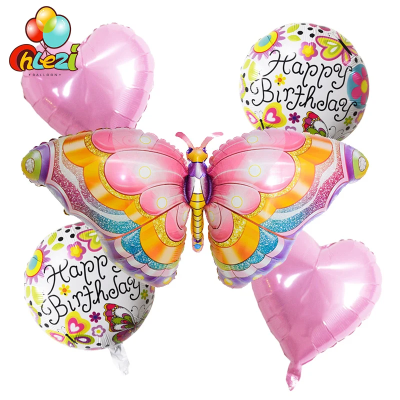 Ballon rond en papillon anniversaire 18, emballé, 1Pc