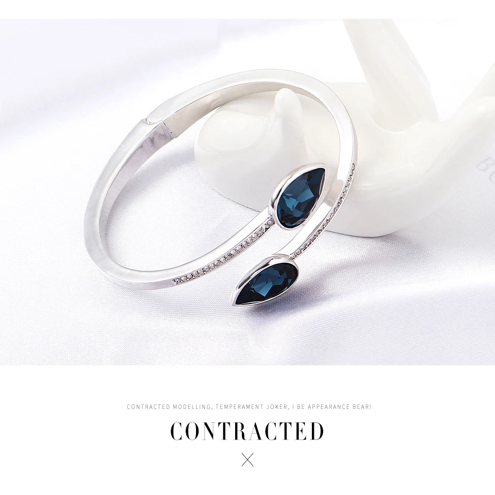 Роскошные двойные капли воды браслеты Кристаллы из браслеты Swarovski браслеты для женщин Мода Открытый браслет свадебные украшения