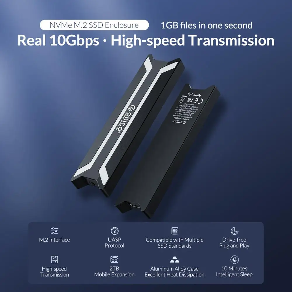 ORICO NVME M.2 SSD корпус Тип C USB 3,1 Поддержка 10 Гбит/с UASP M.2 USB накопитель SSD с протоколом NVME корпус алюминиевый жесткий диск коробка