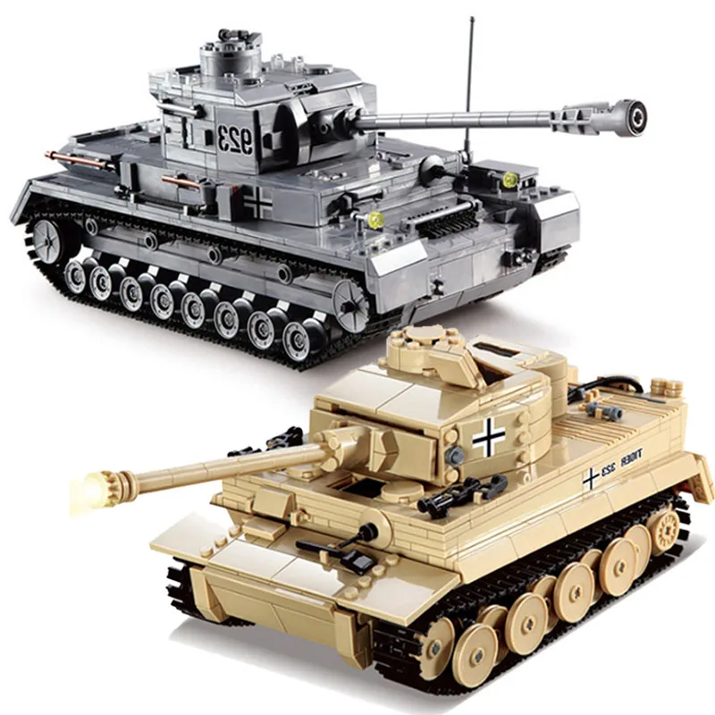 82010-11 город большой Panzer IV Typef2 Танк строительные блоки армия военная техника WW2 солдат фигурка с оружием кирпич дети мальчик игрушки