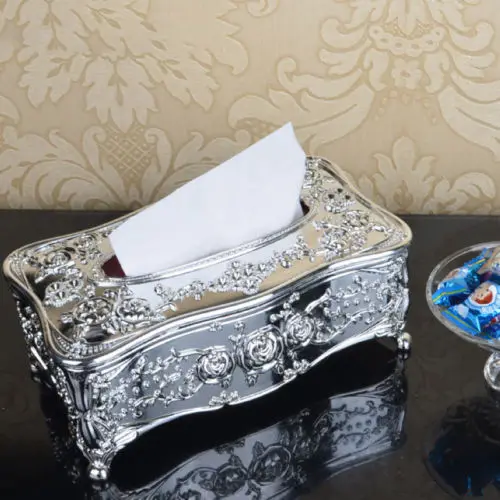  Gold case Silver container Tissue Cosmetic Handkerchief Cage European style napkin Acrylic high qua
