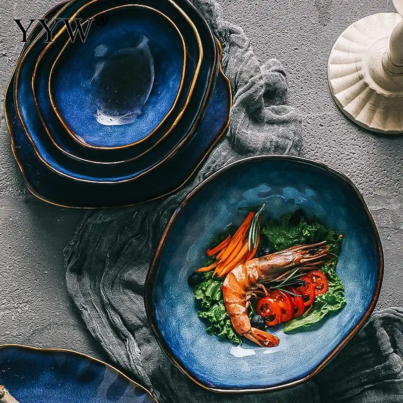 Creative Japanese-Style Ceramic Tableware Household Specialty Restaurant Irregular Noodle Soup Bowl Fish Plate For Kitchen
