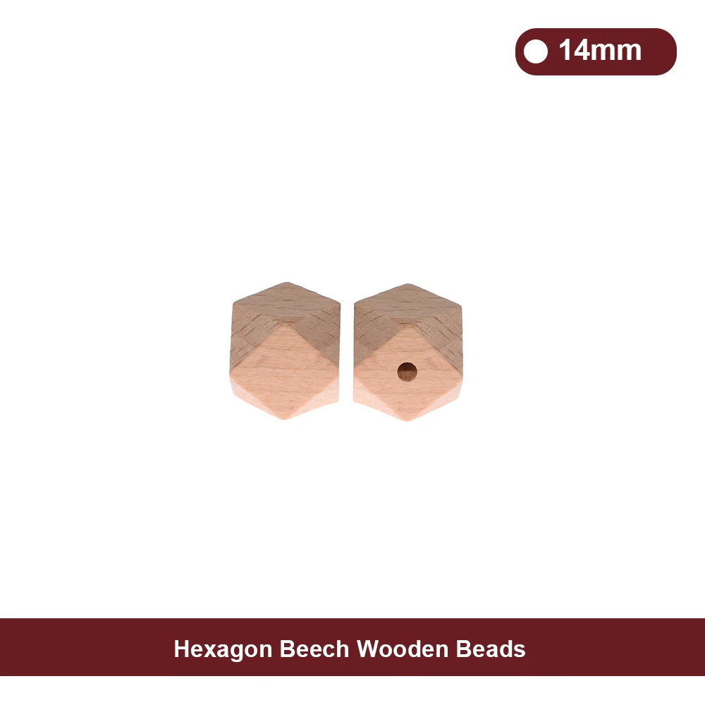 14mm Hexagon Wooden Beads