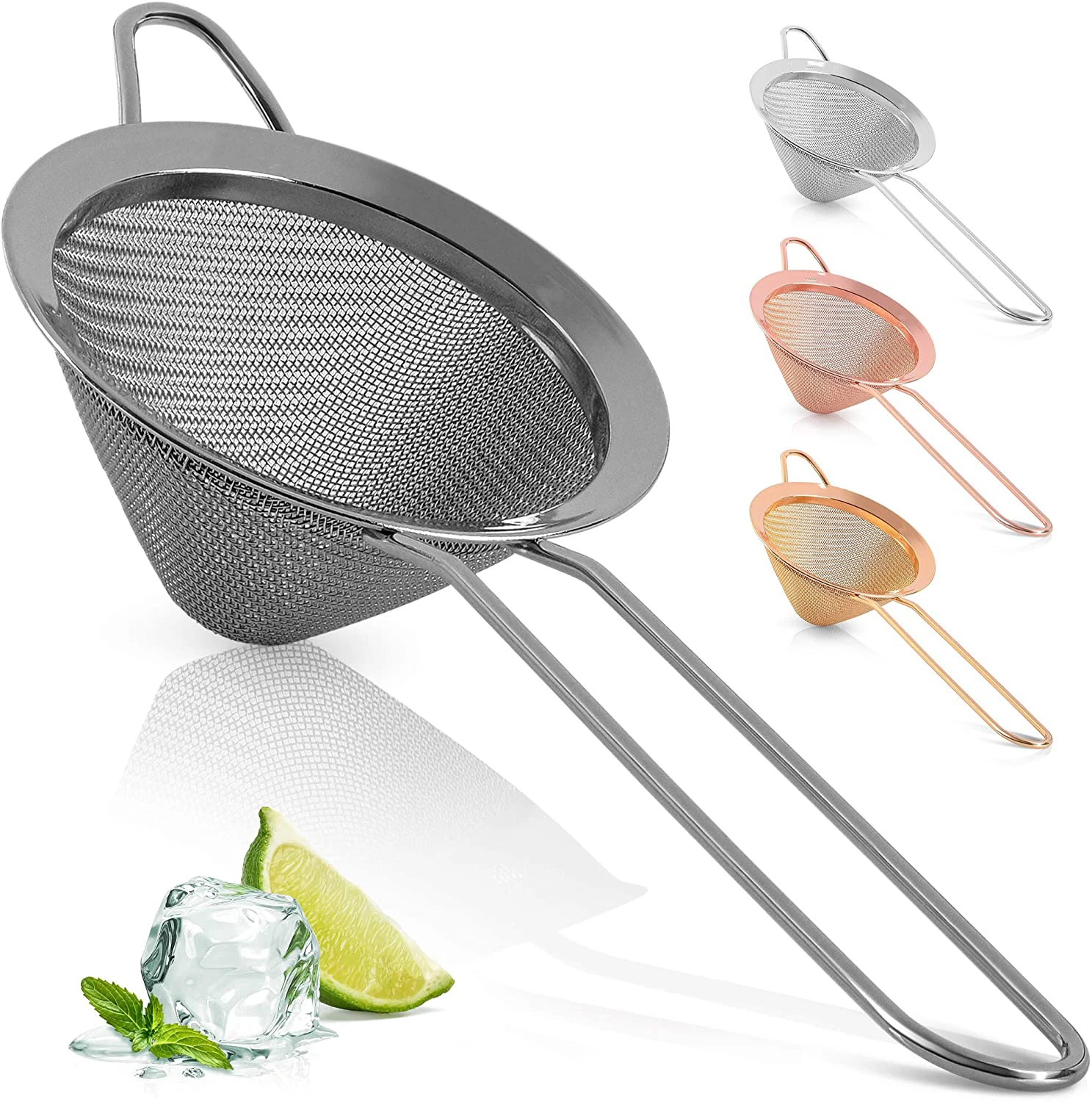 304 Stainless Steel Food Strainers Cone Shaped Cocktail Strainer For