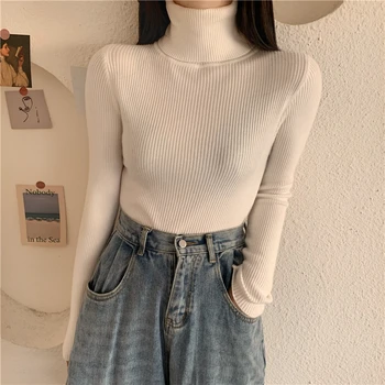 

Slim-Fit Turtleneck Thick Knitted Women Sweater Slimming Long-Sleeved Pullover Women's Clothing Winter