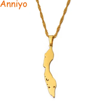 

Anniyo Curacao Islands Map Pendant Necklaces Gold Color Jewelry Maps Gift #018921
