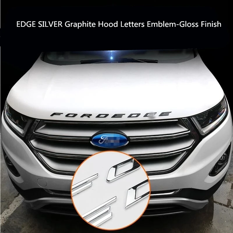 bumper stickers For Ford EDGE Se 2012 2013 2014 2015-2020 SILVER Graphite Hood Letters Emblem-Gloss Finish metal Emblem funny bumper stickers