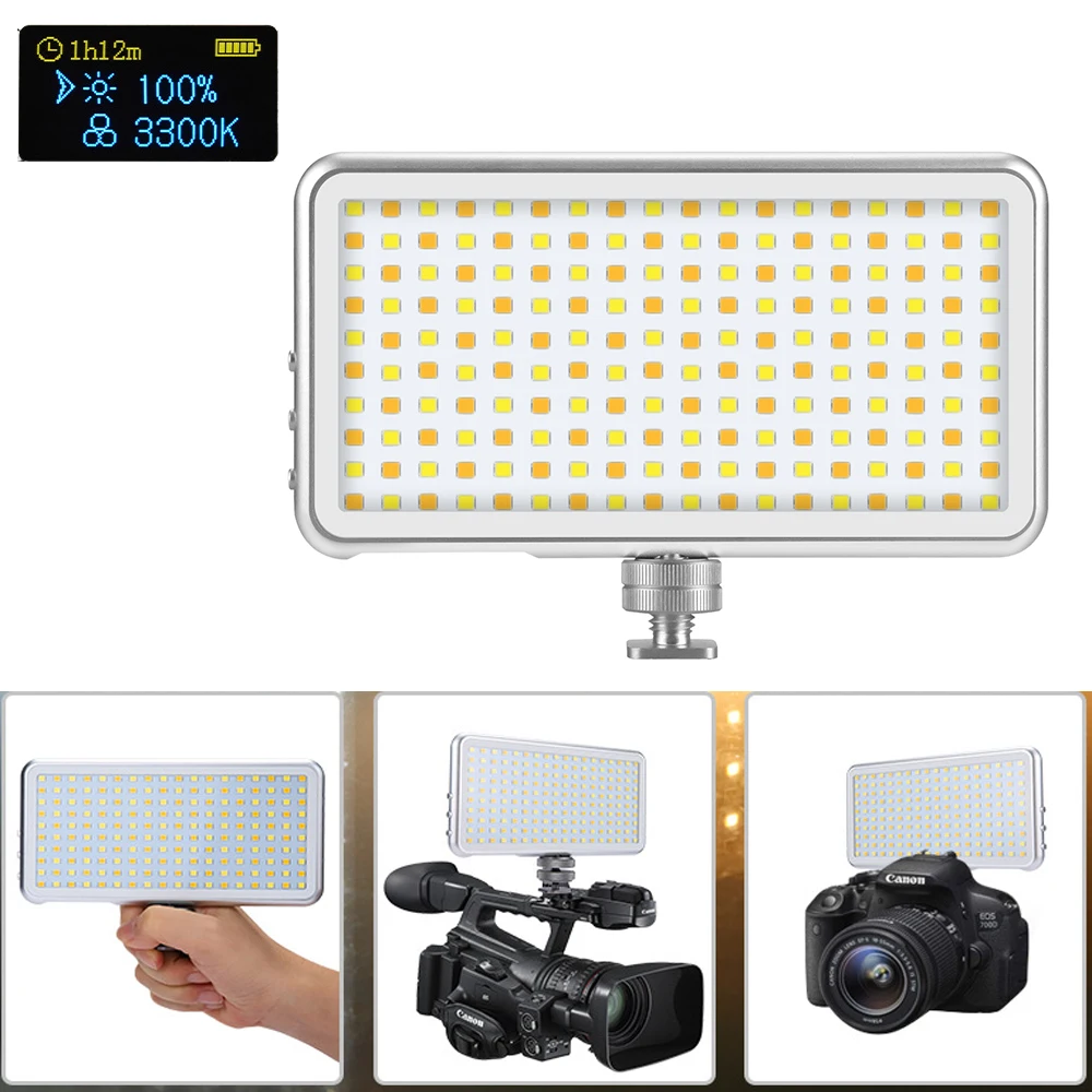 

Pocket 180 LEDs portable ultra thin Photography 3300-5600K Brightness Dimmable for DSLR Camcorder Studio Fill Light
