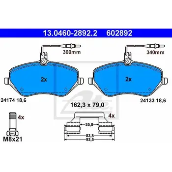 

Disc brake pads front CITROEN: C5 1.6 THP 155/2. 2 HDi/2.2 HDi 200/2. 7 HDi 3.0 V6 08, C5 Br ATE 13046028922