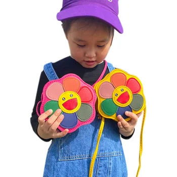 

PU Leather Sunflower Shaped Crossbody Bag Kids Girls Shoulder Messenger Storage Organizer Children Coin Bum Purse Handbag