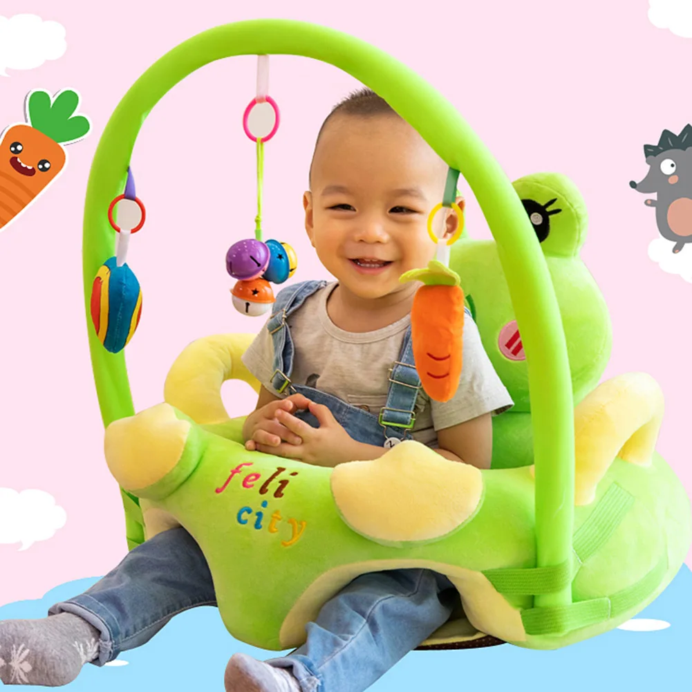 Artículo caliente Funda de asiento de apoyo para bebé, silla de felpa con dibujos animados para aprendizaje, asiento de felpa lavable con varilla y juguetes sin relleno DolGYdrbVpx