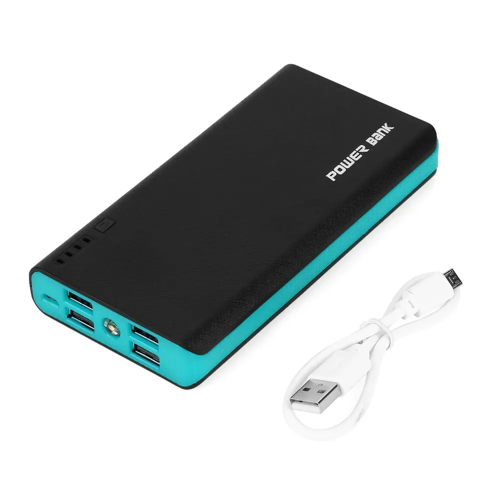 

Universal 9000mA Four-USB Ports Power Bank 18650 Li-ion Battery Backup Power for Phones With Emergency LED Light