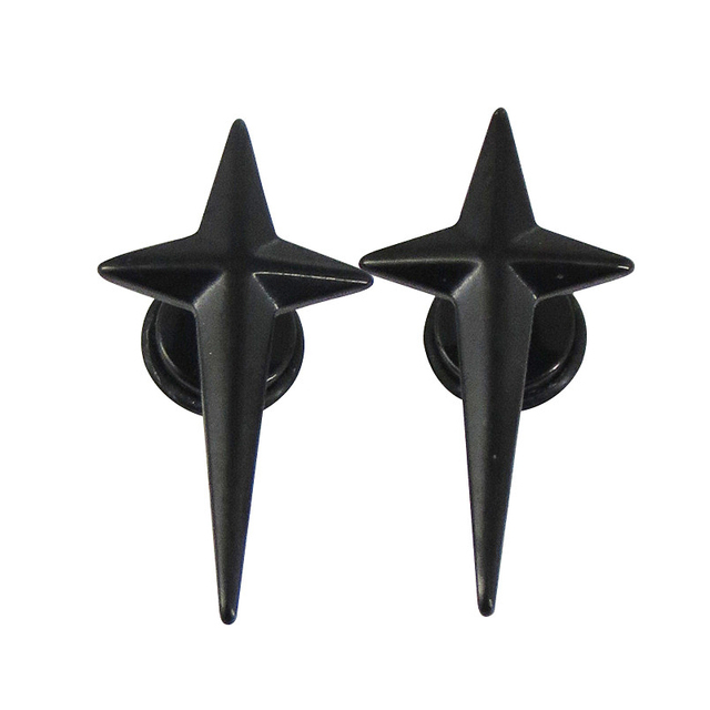 pair Punk Black-color Multiple Styles Stainless Steel Stud Earrings For Men and Women Street Pop Hip Hop Gothic Ear Jewelry