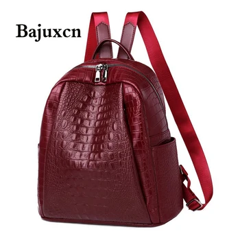 

2020 winter new ladies backpack brand luxury multifunctional travel bag trend high quality leather crocodile print school bag
