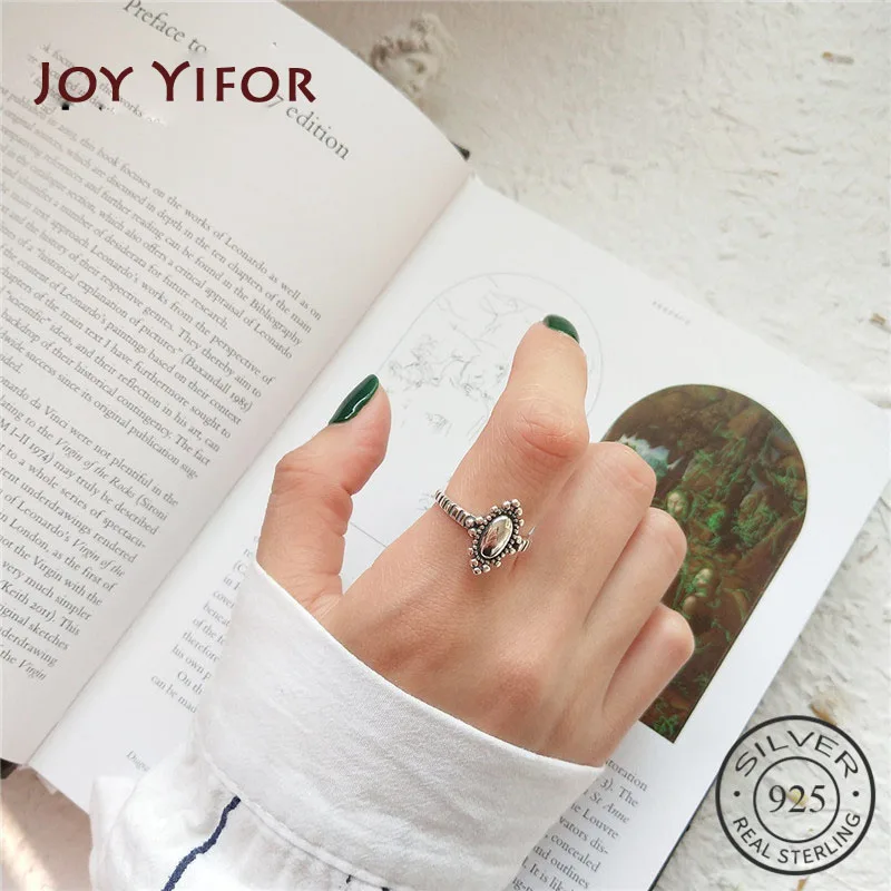 Mirror Adjustable-Ring Fine-Jewelry Oval 925-Sterling-Silver Vintage Minimalist Elegant