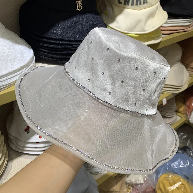 

Bucket hat панамы Summer hats for women fishing hat Woolen Rhinestone Solid Color Basin Hat Leisure Outdoor Sun Hat