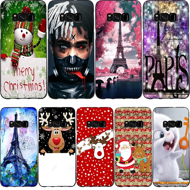

Soft Case For Samsung Galaxy S8 S9 S7 S6 edge Cartoon Back Cover Phone Case For Samsung J3 J6 A8 A9 Christmas gift black cover