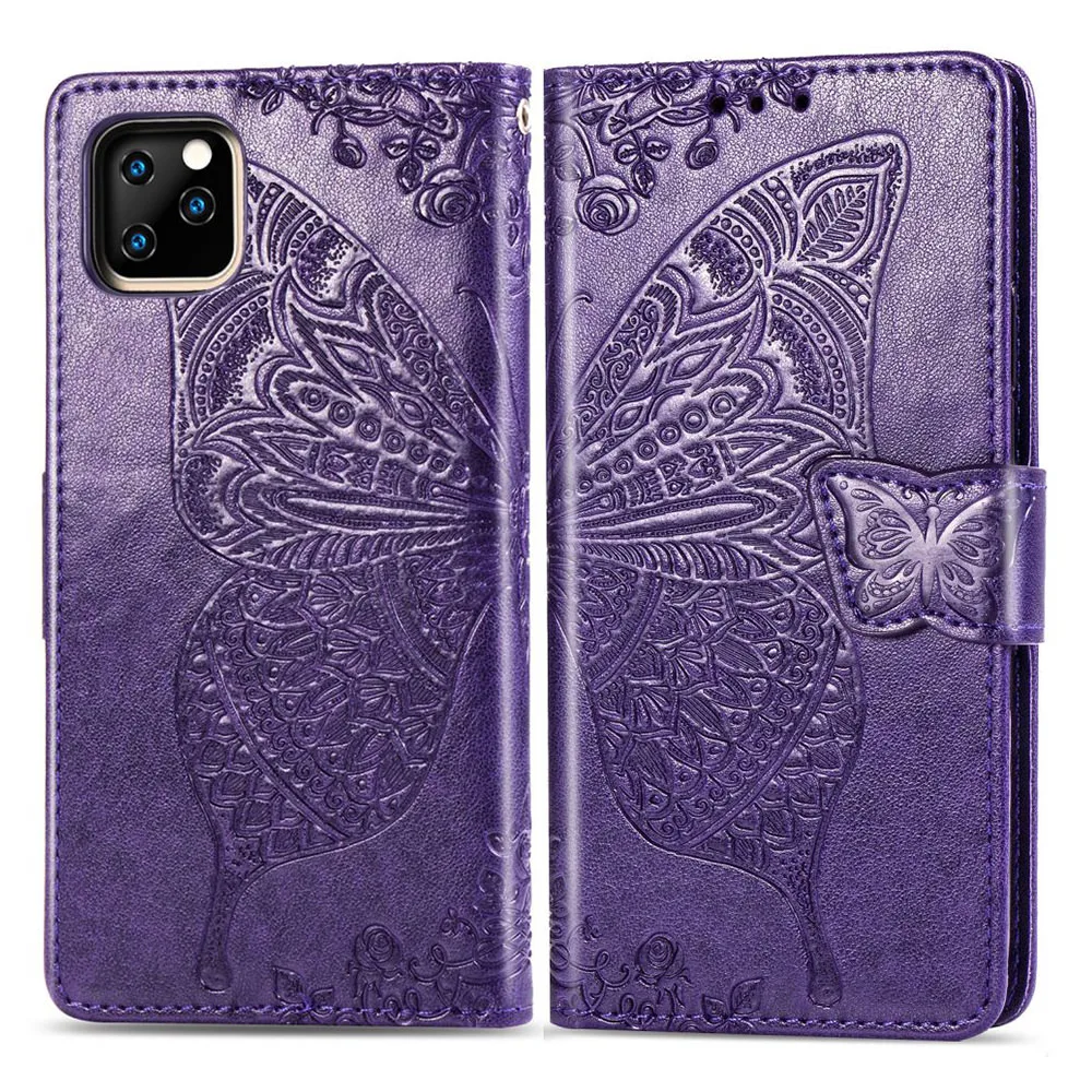 darkpurple LLZ.COQUE Магнитный кожаный бумажник флип чехол для телефона для IPhone X XS MAX XR 11 Pro Max 6 6S 7 8 Plus SE 5S 5 бабочка задняя крышка - Цвет: darkpurple