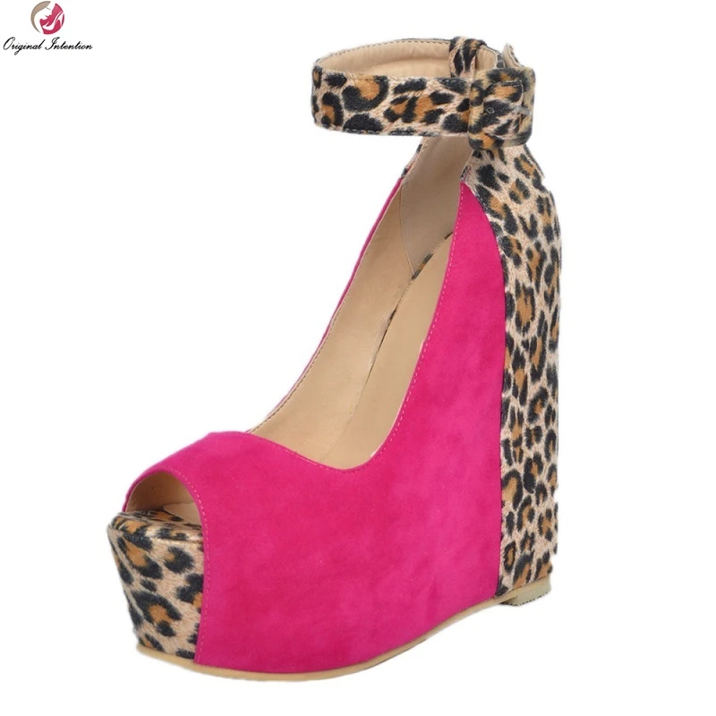 leopard closed toe wedges