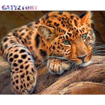

GATYZTORY Diamond Embroidery Diamond Painting Pictures Cheetah Of Rhinestones Diamond Mosaic Sale Full Square Drill Art Animals