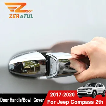 

For Jeep Compass 2th 2017 - 2020 Accessories 8Pcs/Set ABS Car Door Handle Protection Cover Door Decorative Cup Bowl Sequins Trim