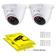 2Pcs Outdoor CCTV Fake Simulation Dummy Camera Home Surveillance Security Dome Mini Camera Flashing LED Light Fake Camera White wireless fake dummy camera cctv surveillance security camera led flashing motion detection video camera ceilling or wall mount