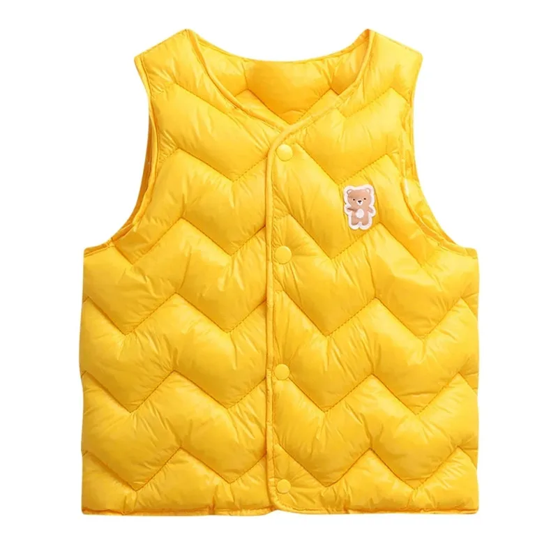 Yellow CYSINCOS/Детский жилет; зимние жилеты; теплый хлопковый жилет на пуху для маленьких девочек и мальчиков; куртки; безрукавка; одежда для малышей; Верхняя одежда с героями мультфильмов - Цвет: Yellow