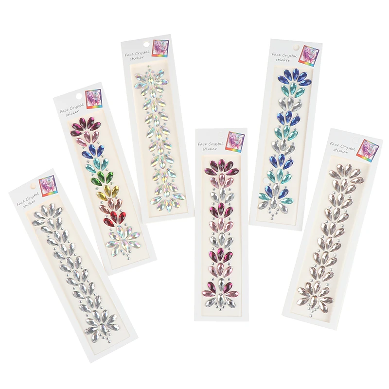 3D Gems Crystal Stickers Forehead Headpiece Hair Glitter Face Body Gems Shiny Sticker Temporary Tattoo Stickers