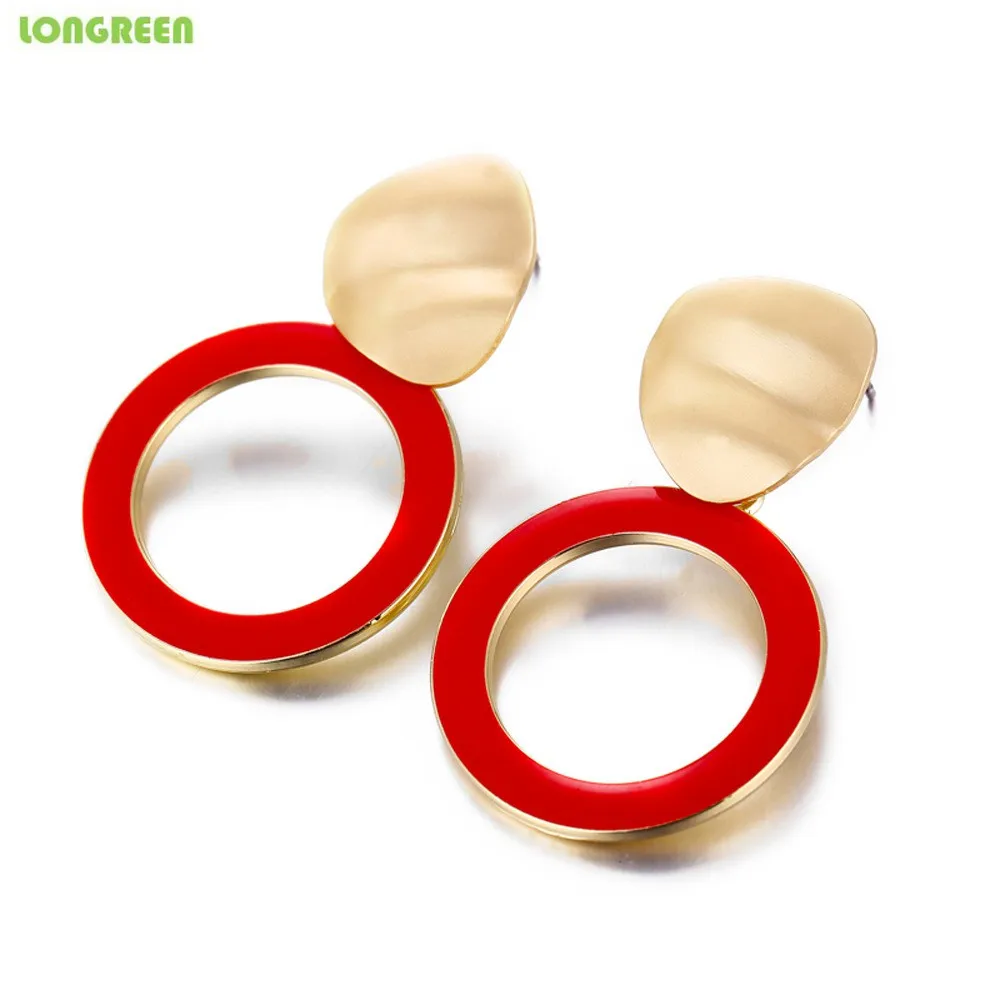 Metal Simple Stylish Geometric Round Unique Earrings For Women Girl Gifts Stainless Steel Earrings Set De Aretes Orecchini Donna - Окраска металла: Style 13 gold