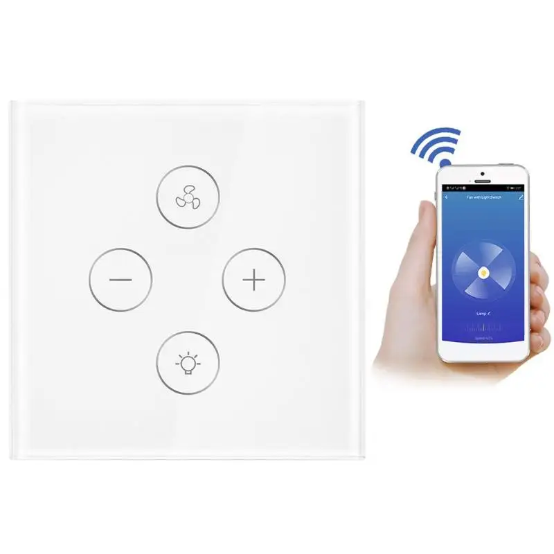 Wi-Fi потолочный вентилятор, светильник, переключатель сенсорной кнопки, ABS, прочное интеллектуальное приложение, дистанционное управление, бытовые электрические аксессуары