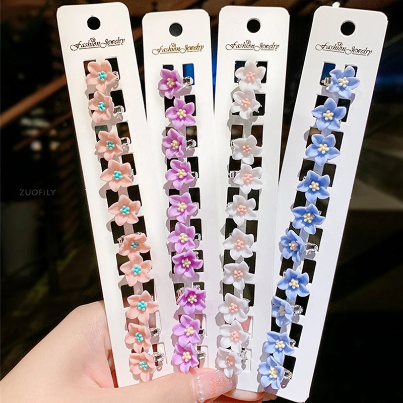 Kid Small Flower Buckle Hair Clips Baby Hairpins for Women Girls Children Fashion DIY Hair Pins Claws Accessories 10Pcs/set Hair Accessories
