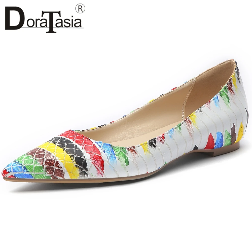 

DORATASIA Fashion Pointed Toe Low Heel Lady Flats Casual Office Flats Women Colorful Slip On Shallow Spring Autumn Shoes Woman