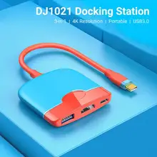 

DJ1021 Docking Station 3-in-1 4K Resolution Portable HDMI-compatible PD USB3.0 Splitter Hub Adapter for Nintendo Switch