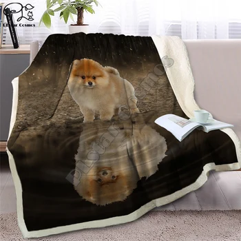 

Pug Sherpa Blanket on Beds Animal Throw Blanket for Kids Dog Reflection Bedspread 3D French Bulldog Puppy Sofa Cover style-8