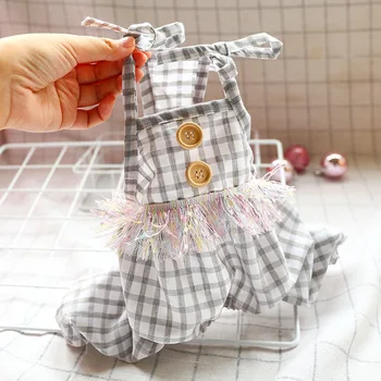 

Summer Cool Pet Dog Cat Clothes Breathable Thin Plaid Design Four Legs Small and Medium-sized Dogs Jumpsuit for Dog