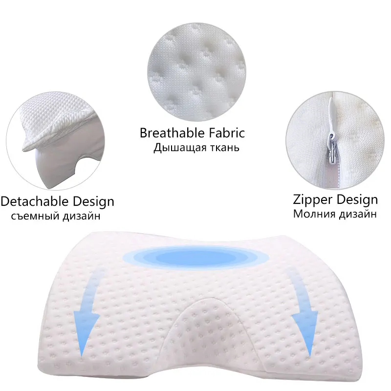 New Memory Foam Bedding Pillow Curved Slow Rebound Anti Pressure Hand Numb Multifunction Home Ice Silk Couple Napping Pillow