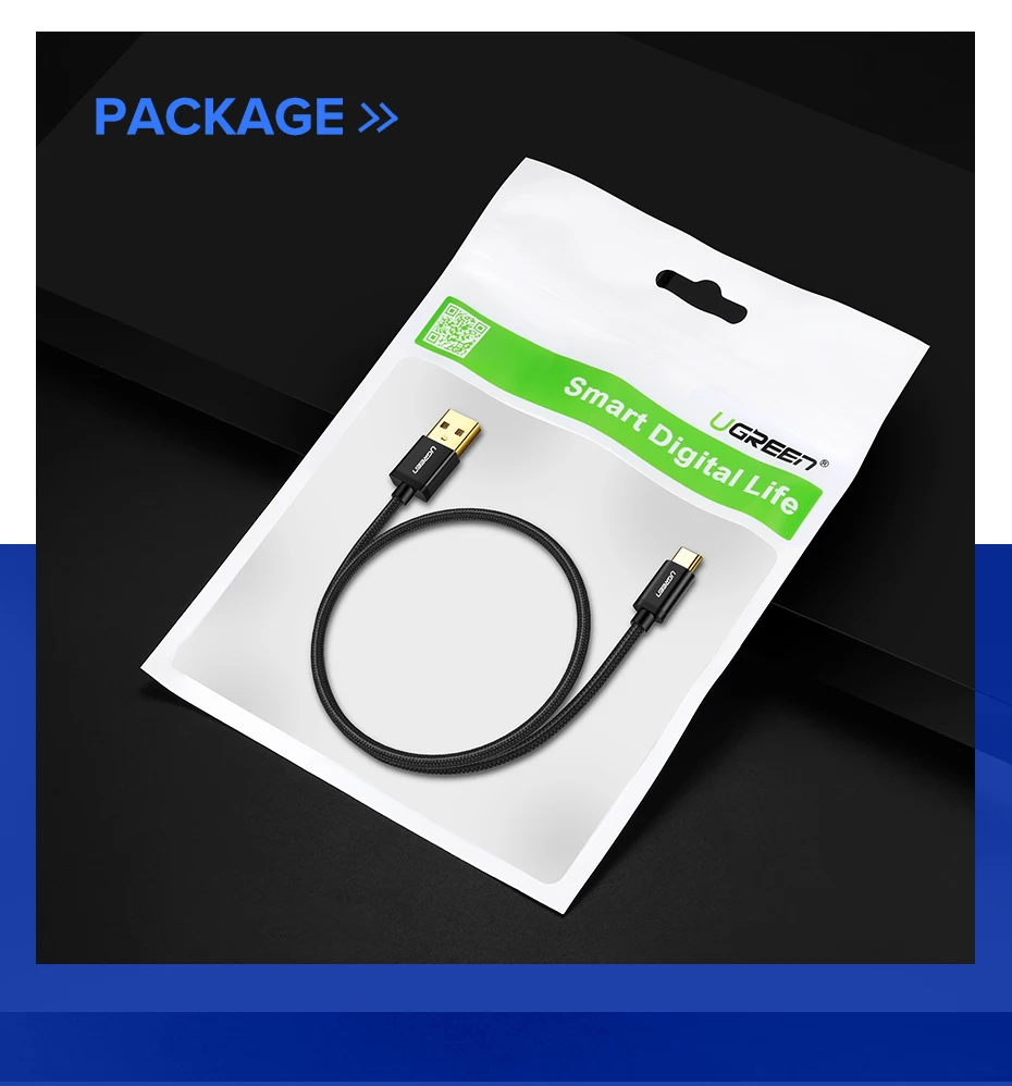 Ugreen câble de USB type C USB C câble de données de charge rapide pour Samsung Galaxy S9 S8 Plus câble de chargeur de téléphone portable pour Xiao mi 8