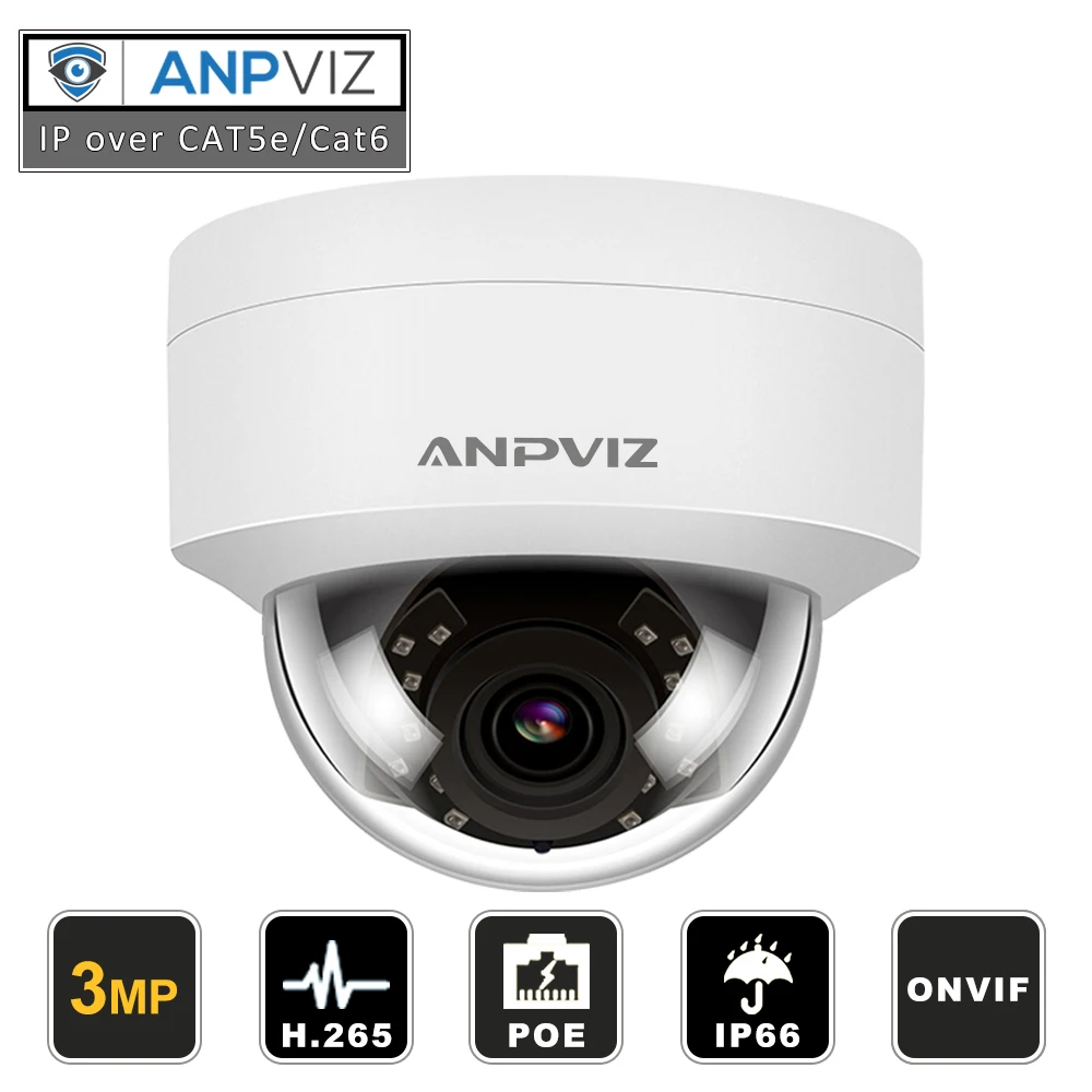  Hikvision Compatible 3MP PoE IP Dome Camera Security Outdoor Night Vision Weatherproof Cam ONVIF 2.