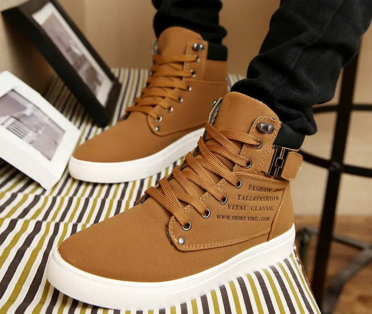 Ankle boots warm men snow boots winter Lace-up men shoes new arrival fashion flock plush winter boots men size 39-47