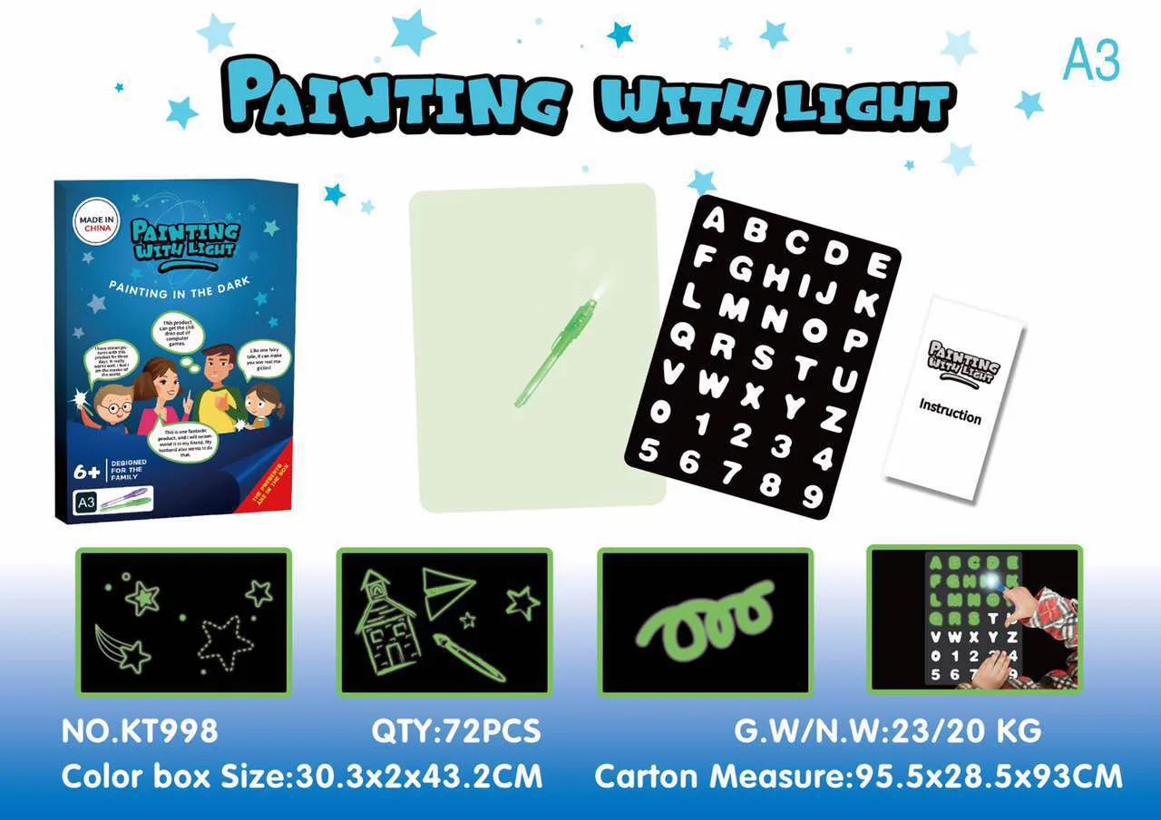 3D граффити доска для рисования Рисование с светильник светится в темноте живопись доска для письма светильник ing Noctilucous забавная игрушка для детей - Цвет: A3 English