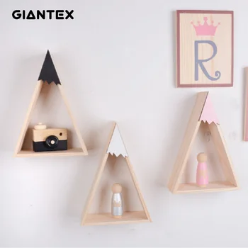 

GIANTEX 2pcs/set Home Decor Nordic Style For Baby Room decor Wall Shelf Wood Snow Mountain Shelf Floating Shelf For Kids Room